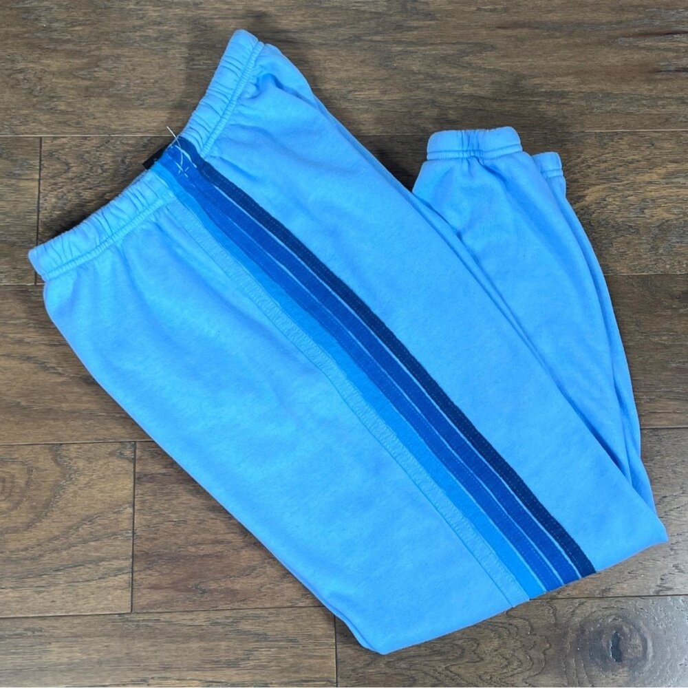 AVIATOR NATION Ladies Five Stripe Sweatpants in Sky Blue Sz M NWOT - Picture 3 of 6